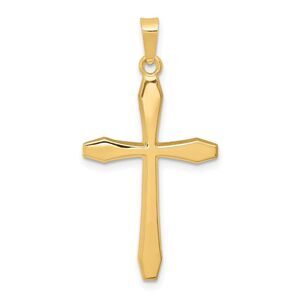 14k Yellow Gold Polished Cross Pendant, 17 x 34mm
